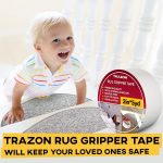 Trazon Carpet Tape Double Sided - Rug Tape Grippers for Hardwood Floors and Area Rugs - Carpet Binding Tape Strong Adhesive and Removable, Heavy Duty Stickers Tape, Residue Free (2 Inch / 5 Yards) - Image 7